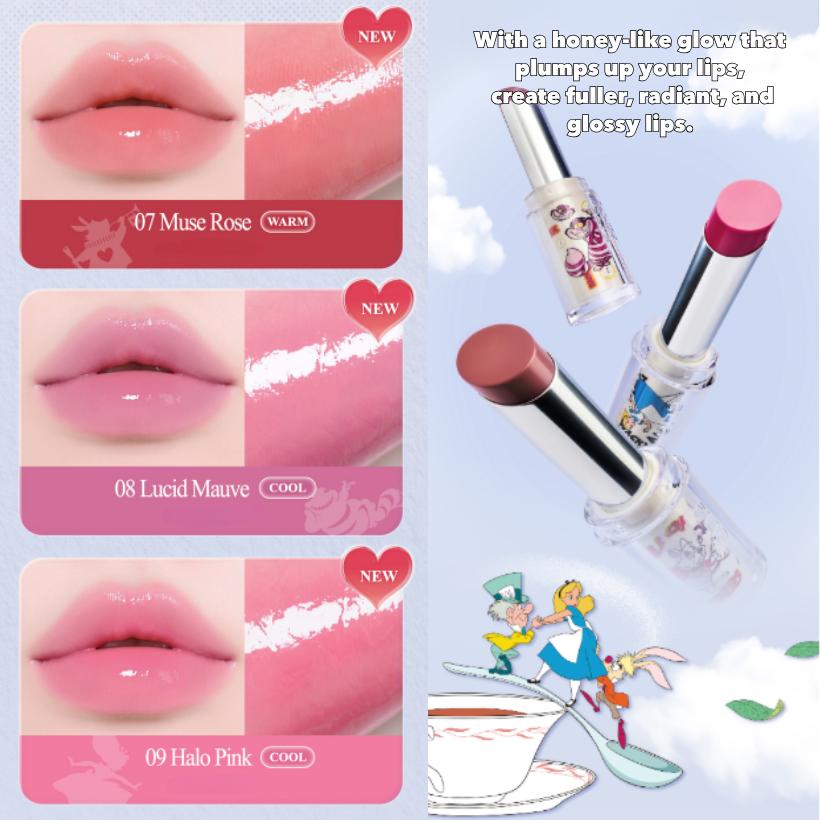 CLIO Crystal Glam Balm Special Set (Alice in Wonderland Edition) Tinted Lip Balm + Tint Ring (3 Colors)