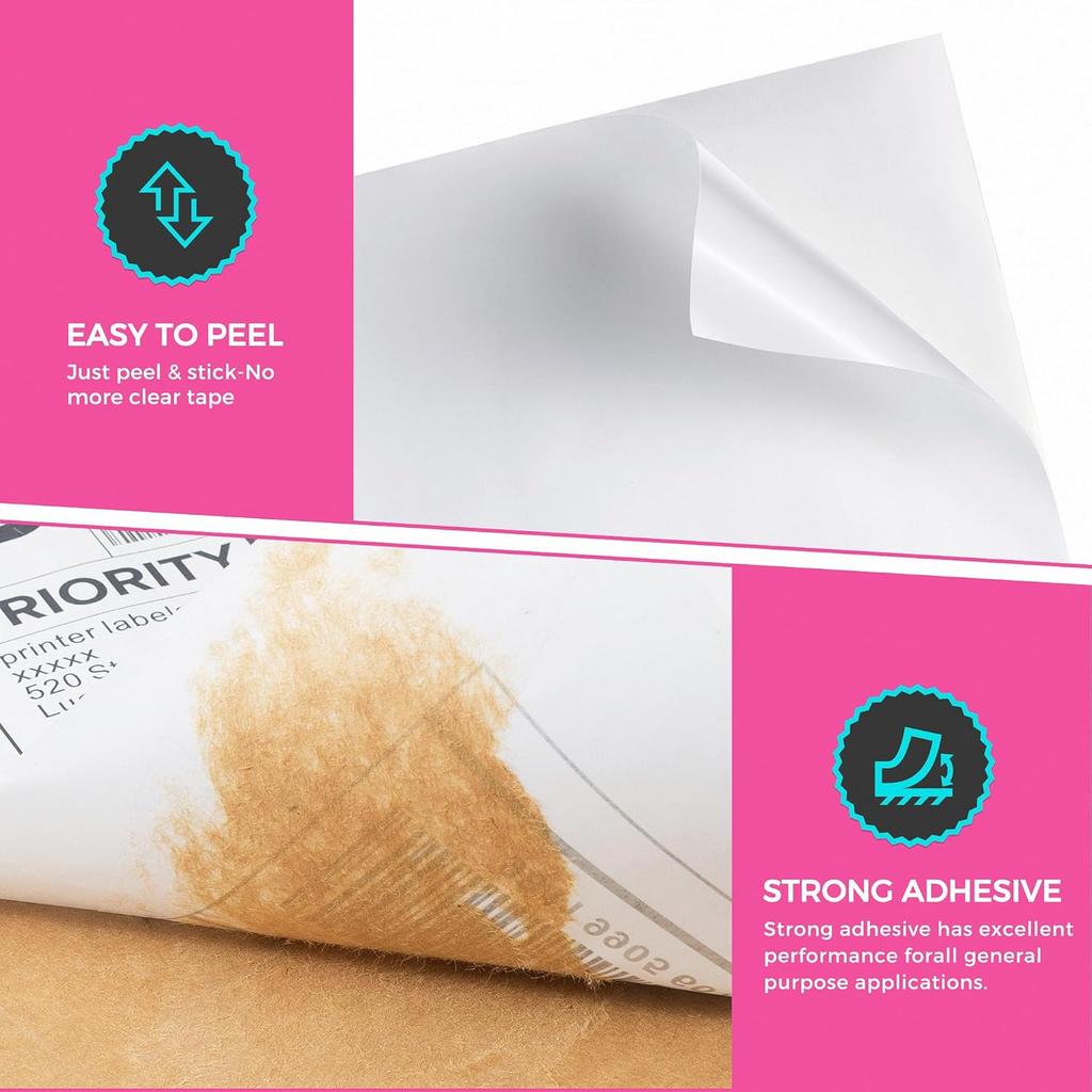 60 Shipping Labels 2 Per Sheet 8.5" x 5.5" Matte Half Sheet Labels Self Adhesive White Shipping Label Paper