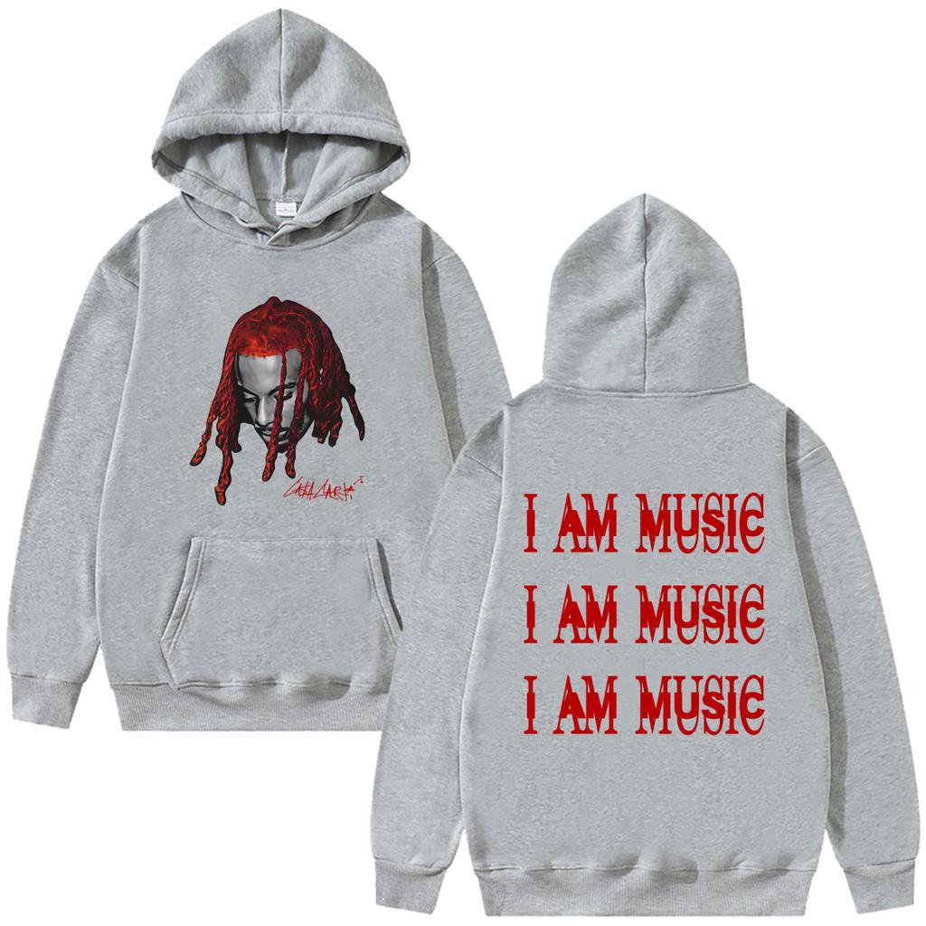 Rapper Playboi Carti Head Graphic Hoodie 2026 Opium I AM MUSIC Logo Sweatshirt Men's Women Hip Hop Oversized Hoodies Streetwear