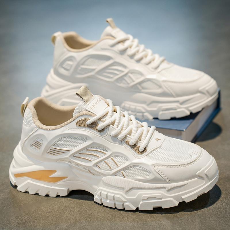 Универсальные неуклюжие кроссовки для мужчин на толстой подошве, новая трендовая дышащая повседневная спортивная обувь с сетчатой ​​шнуровкой на мягкой подошве