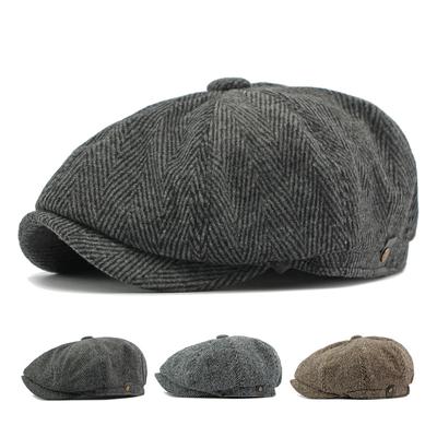 Gorra octogonal de lana para hombre, gorra Retro para vendedor de periódicos, primavera, otoño e invierno