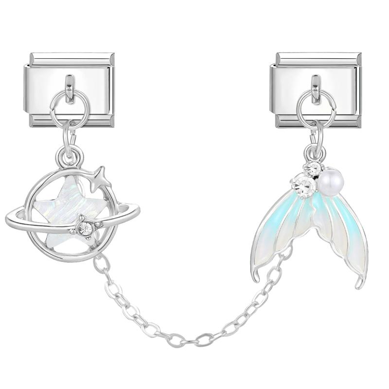Fashion Personalized DIY Chain Tassel Charm Bracelet Star Heart Butterfly Bow Pendant Bead 9MM Bracelet Stainless Steel Jewelry