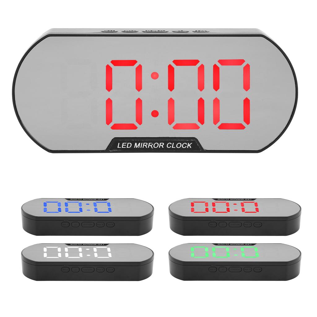 Alarm Clock LED Digital Display Makeup Mirror USB Battery Clock for Children Elderly Bedroom Office 