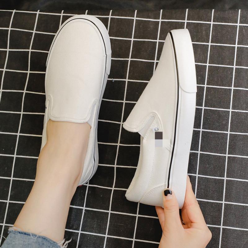 Solid Color Canvas Shoes Women Slip on Flat Comfortable Casual Shoes Fashion Platform Ladies Vulcanized Shoes Zapatillas Mujer