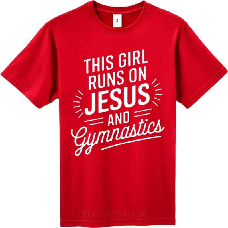 Vintage Tshirt Minimalist Tshirt Breathable Boys Oneck tshirt Graphic This Girl Runs On Jesus And Gymnastics Minimalist tops 4XL