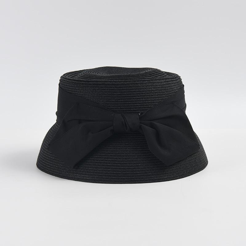 Herren Damen Schicker Häkel-Eimerhut Schleife Stroh-Fedoras Toyo Pork Pie Sonnenhut Sommer-Strandhut Hochzeit Kirchenhut UPF50 Faltbar
