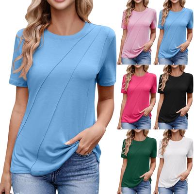 Women's Fashion Casual Comfort Sexy Solid Color Round Neck Short Sleeve Top