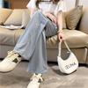 2025 Women's High-Waisted White Ice Silk Wide-Leg Summer Casual Pants