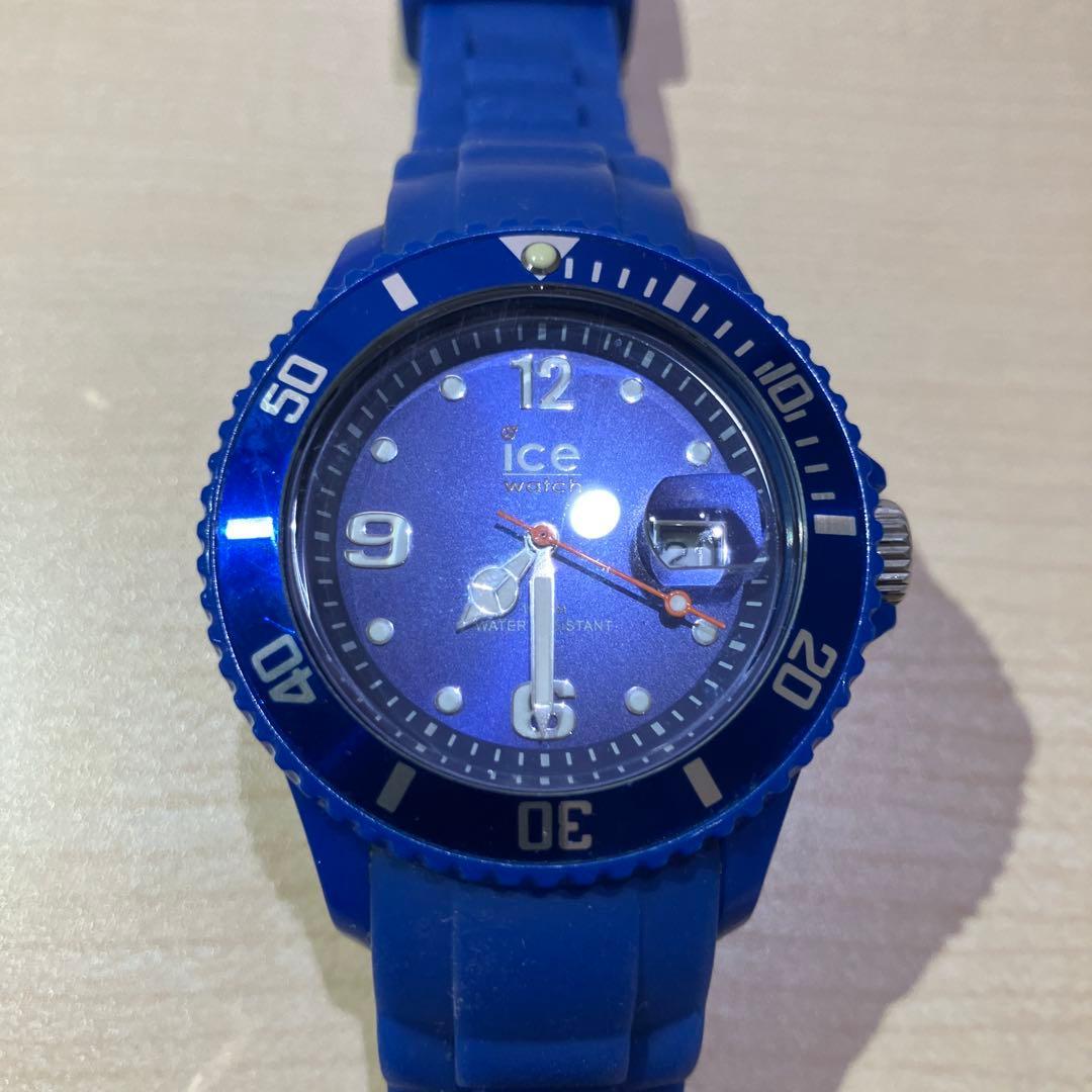 Used ICE WATCH Blue Silicone Waterproof Watch Battery Operated