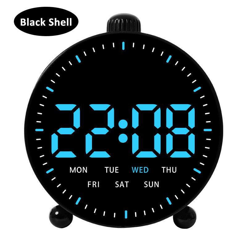 Round Digital Alarm Clock with Dual Alarms Date Week Display Countdown Timing Clock Home Decor Electronic LED Alarm Clocks