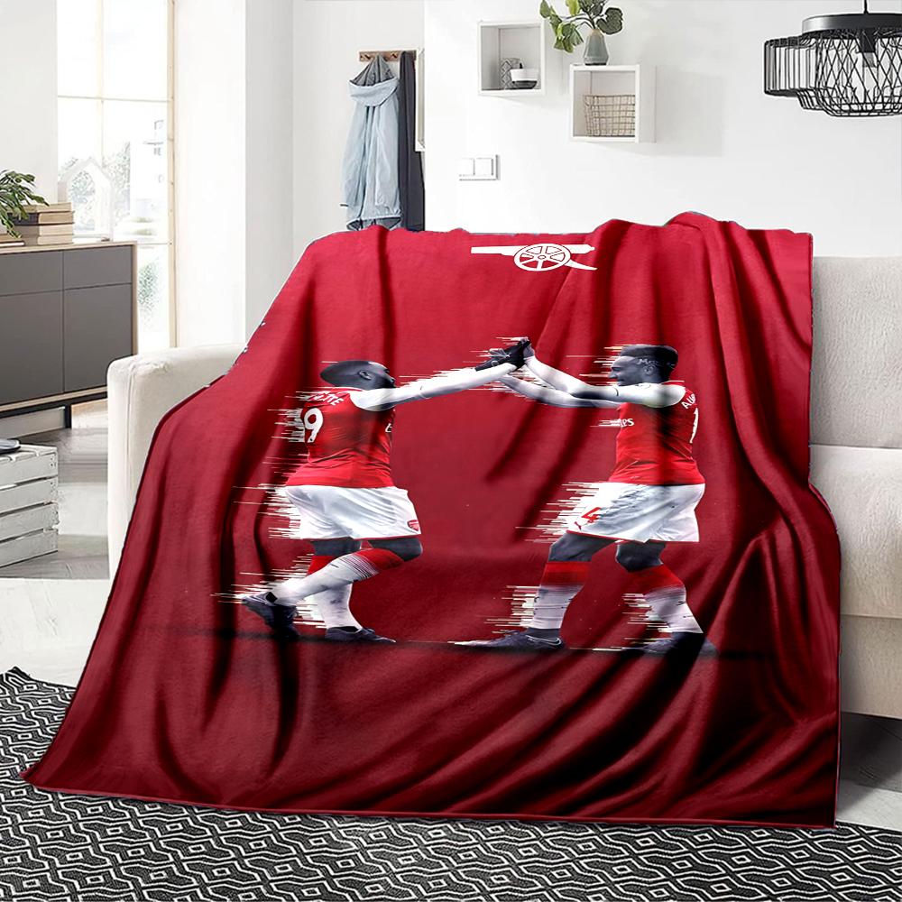 Coperte con stemma dell'Arsenal Football Club in flanella stampata, traspiranti, calde, da divano per casa, ufficio, copriletti 0708a25