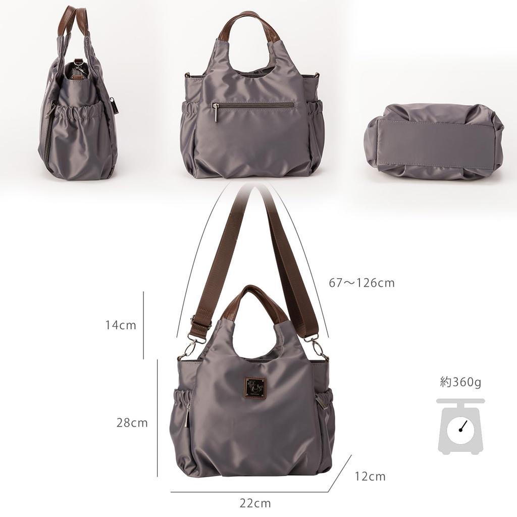 Luminous shoulder for large water shoulder khaki [VIVID HORN] [La Creviar] 2-way handbag, bag, handbag, women, nylon, lightweight, capacity,