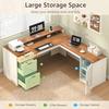 Fhoe L Shed Desk wi Drawers and Storage Shelves, 59" L She Executive Desk wi File Drawers and er Outlet, Wood Computer Corner D