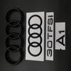 QR1 For M1 A1 4 Ring Logo ABS Black Car Hood Front Bonnet Grill Rear Trunk Emblem Badge Sticker A1 Mark 30TFSI Emblem M1 A1