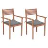 Day and Night - Day and Night Garden Chairs 2 Pcs Solid Teak Wood with Gray Cushions