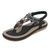 Casual Shoes - Fashionable Wooden Bead Fastened Crystal Rhinestone Flat-bottomed Sandals