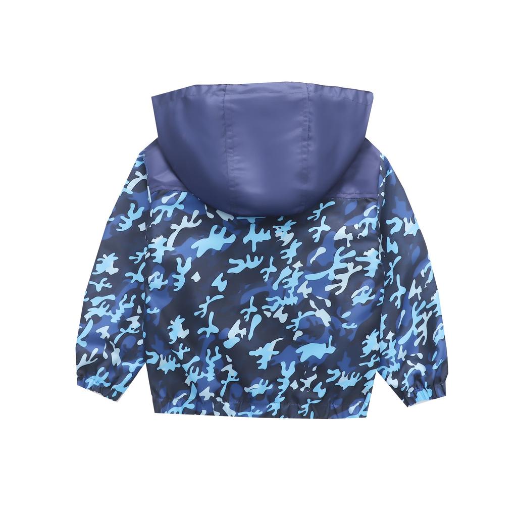 Boys and Girls Children's Clothing In Small Children Printed Fashion Splicing Casual Hooded Zipper Jacket Jacket