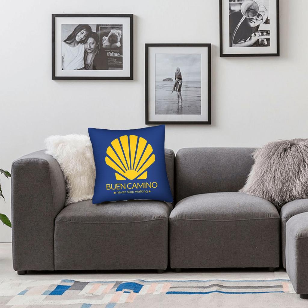 Buen Camino De Santiago Square Pillow Covers Polyester Seat Pilgrim Cushion Cover Funny Decor Throw Pillow Case 40*40