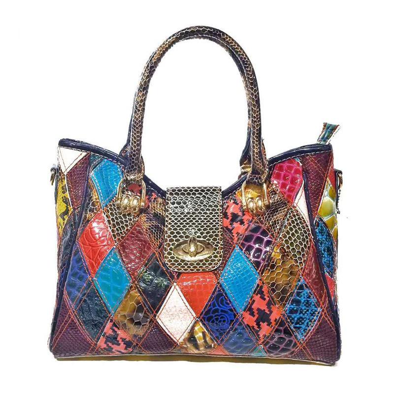 

Women S Bag Wind Tote Bag Snake Pattern Rhombus Sheepskin Shoulder Messenger Bag Large Capacity Bag Women різнокольоровий