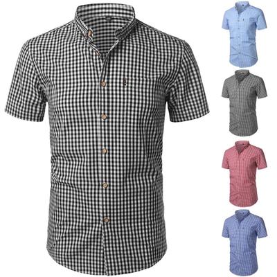 Camicia abbottonata scozzese piccola da uomo Camicia estiva nuova manica corta slim fit Camicie eleganti da uomo a quadri casual Chemise Homme