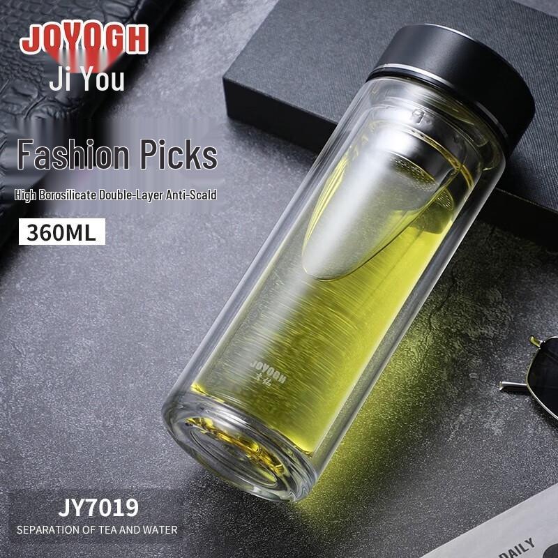 JOYOGH JY7019 Double-layer Borosilicate Glass Tea Cup with Lid