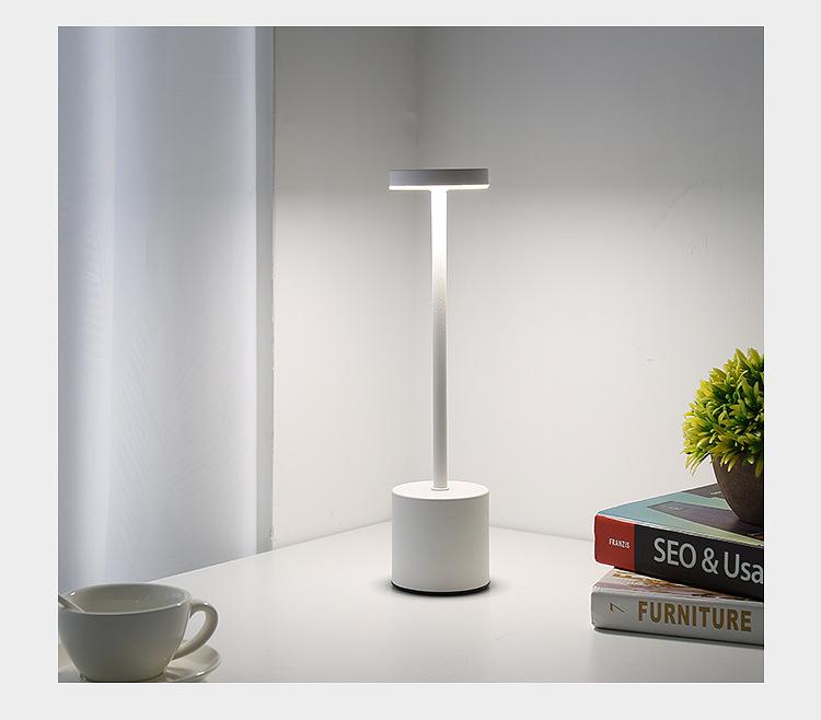 Minimalist I-shaped LED Table Lamp - Rechargeable Touch Metal Design for a Japanese Ambiance