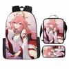 Luxury Popular Funny Novelty Genshin Impact 3D Printed 3pcs/Set Pupil School Bags Laptop Daypack Backpack Lunch Bag Pencil Case