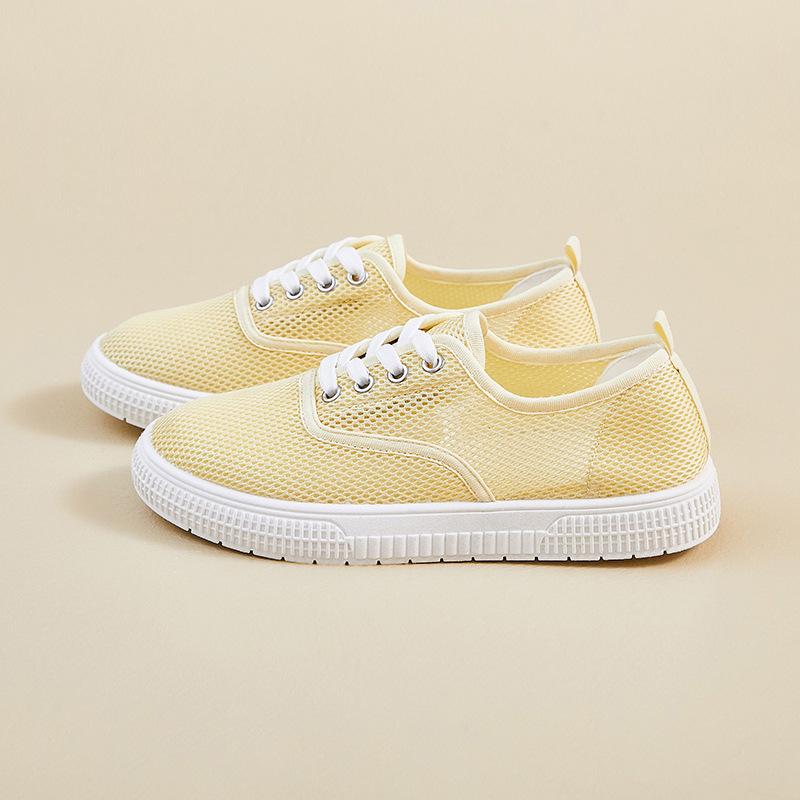 Mesh versatile little white shoes women's summer 2025 new breathable flat bottom hollow soft sole mesh shoes casual sports shoes