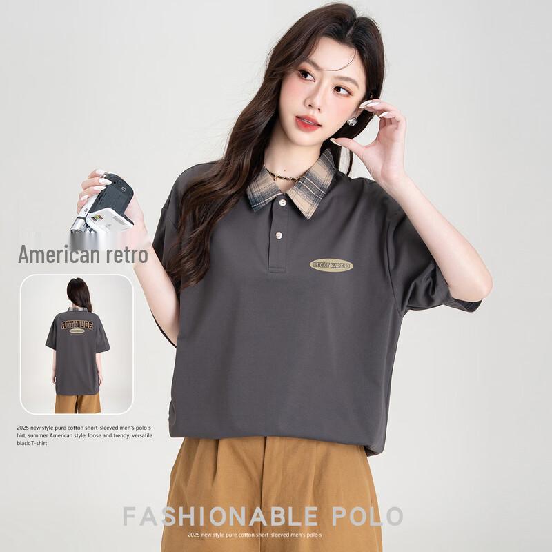 Baleno Men s American High Street Plaid Patchwork Polo Shirt L