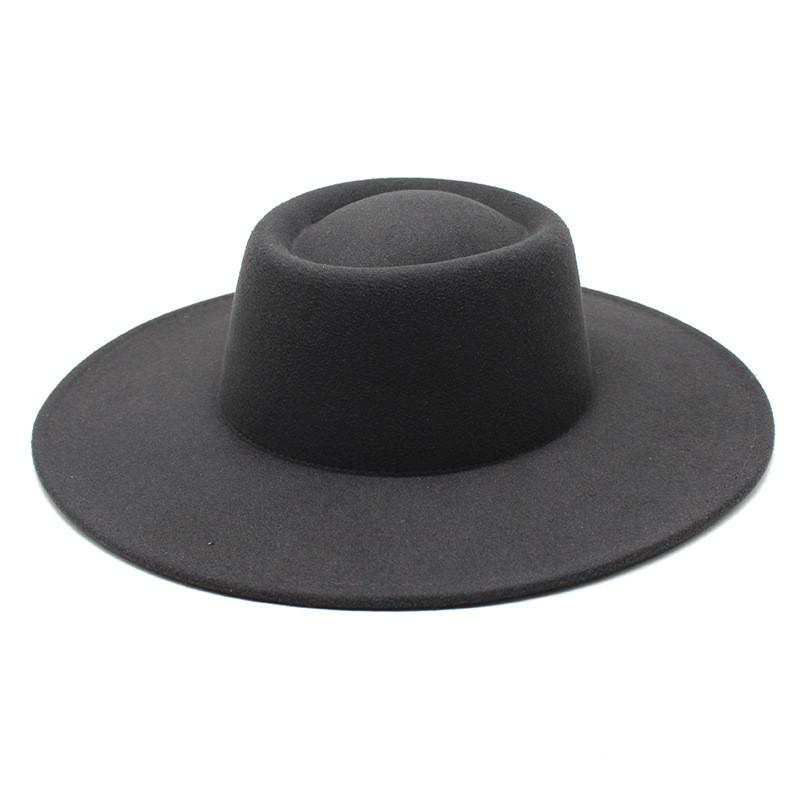 Woolen Fedora Hat Unisex With Large Brim And Satin Texture For Spring And Fall Wear