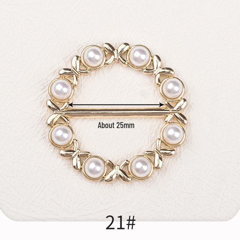 Premium Metal Buckle Summer Korean T-Shirt with Pearl Round Top Knot