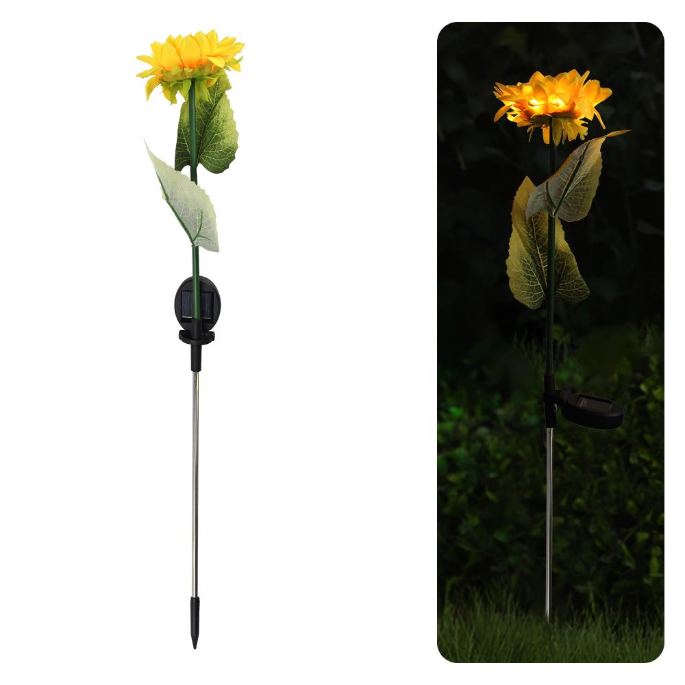 1 head Sunflower Lights Solar Flower Lights Outdoor Garden Lamps Waterproof Decorative Stake Lights for Landscape Yard Patio
