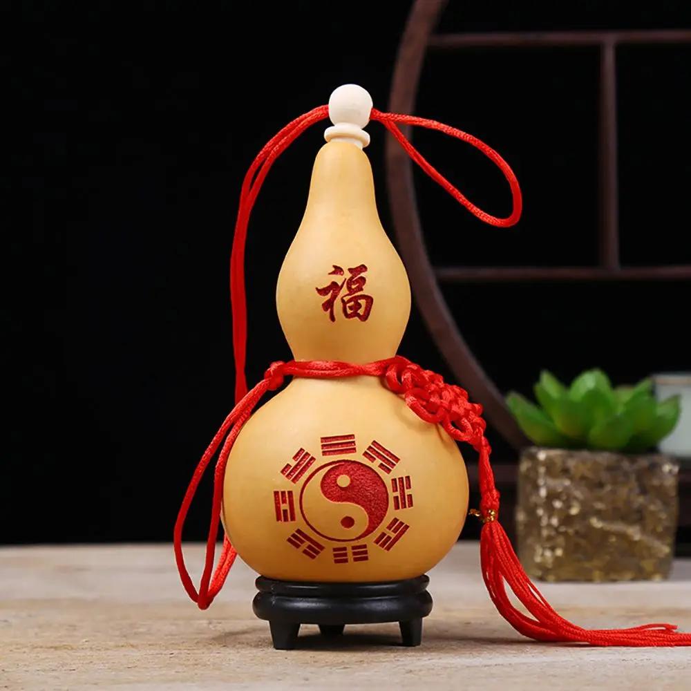 Feng Shui Lucky Gourd Hanging Calabash Red String Wealth Health Enhancer for Home/Office Traditional Chinese Decorative Talisman
