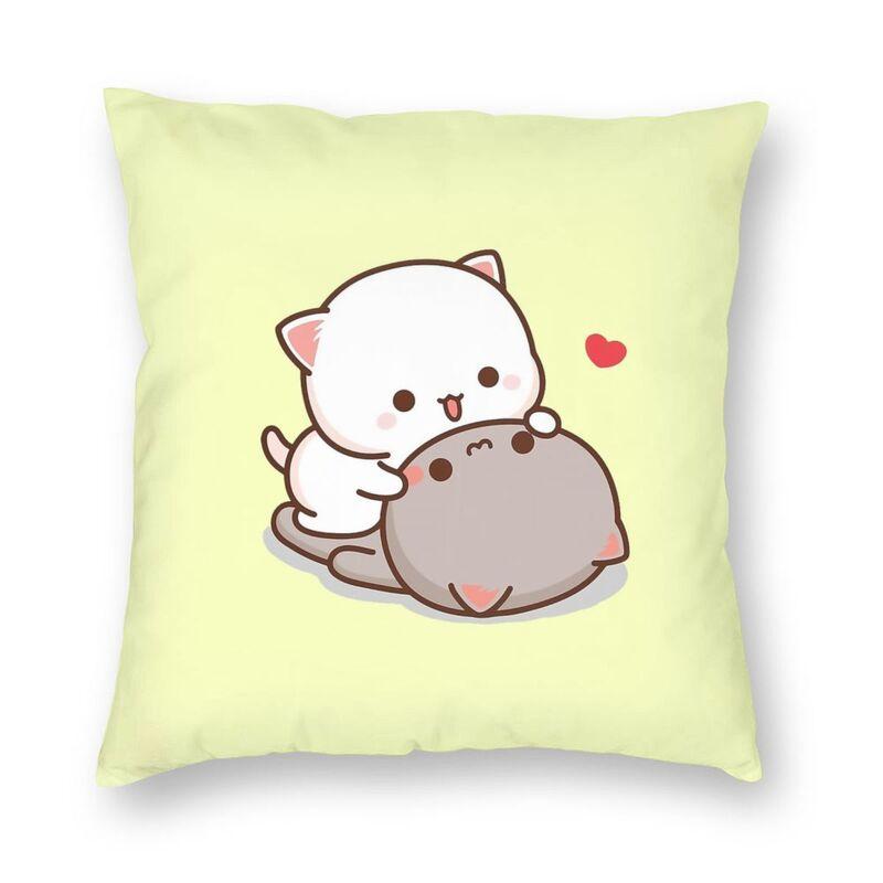 45x45cm Cartoon Cute Peach Blossom Cat Series Pillowcase Living Room Sofa Office Seat Soft Cushion Cover Home Decoration