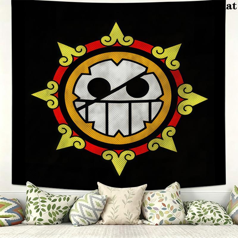 One Piece Logo Wall Tapestry Aesthetic Wall Hanging Printed Fabric Blanket Decorative Tapestries For Bedroom Living Room Home Decor