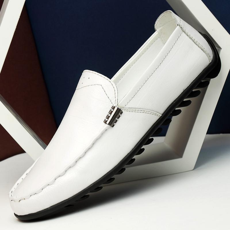 Luxurious Men Shoes New Men's Genuine Leather Flat Shoes Breathable Casual Shoes Office Loafers Fashion Peas Shoes Driving Shoes