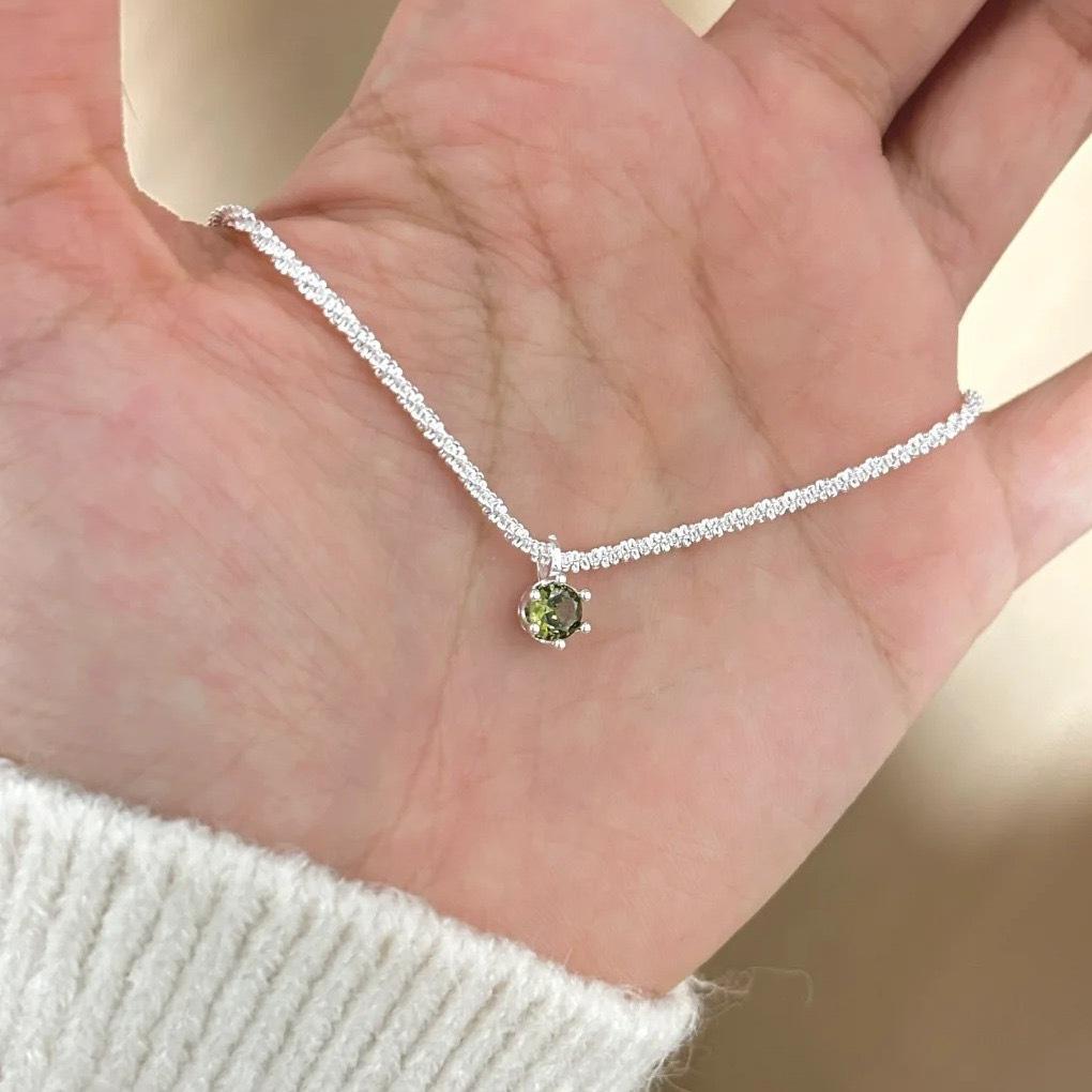 Green Diamond Sparkling Necklace Gypsy Star Pendant Simple Temperament Niche Light Luxury Clavicle Chain