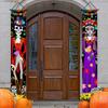 Mexican Day Of The Dead Halloween Couplet Scary Skeleton Couple Flag Halloween Decoration Hanging Flag Banner Door Decor