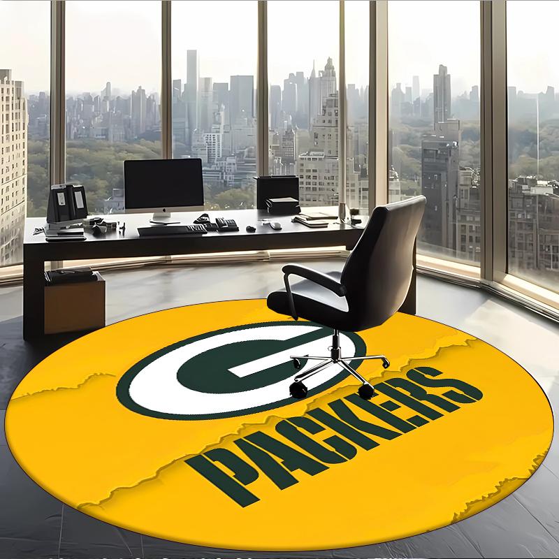Green Bay Packers (1) Round Office Rug Decorative Floor Rug for Office Bedroom Living Room and Home Space