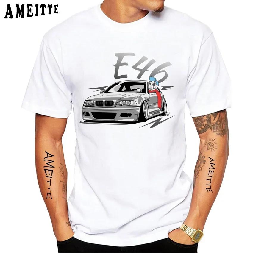 Vintage Skull Drive German E28 M5 E30 E36 E90 E46 Car Premium T-Shirt New Summer Men Short Sleeve Hip Hop Boy Casual White Tees