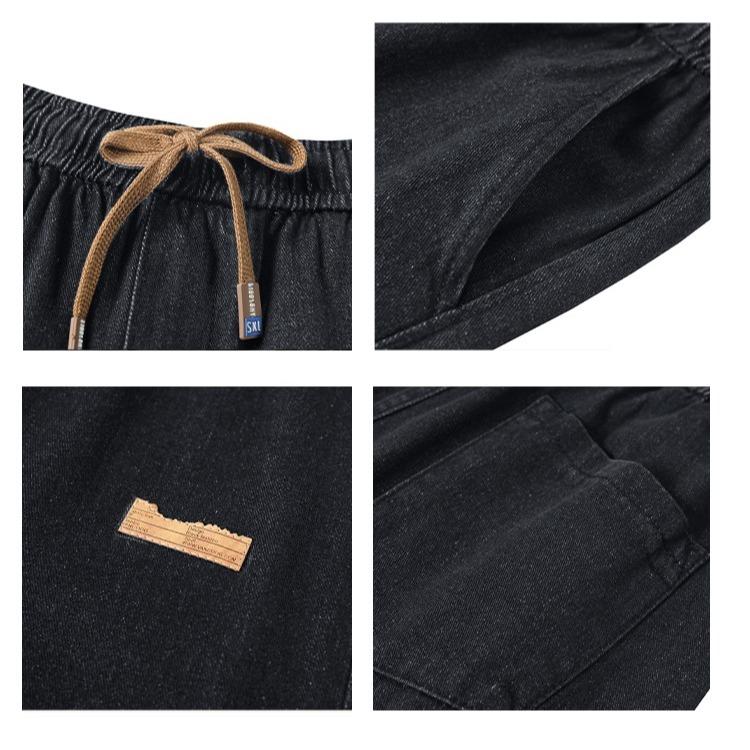 Autumn Winter Men's Black Straight Wide Leg Jeans High Street Loose Fit Denim Pants Casual Trousers Street Style