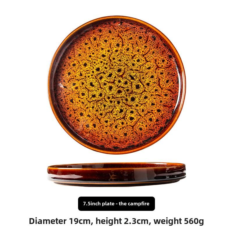 Ceramic Household Dish Ceramic Dumpling Plate Ins High Appearance Level Western Plate Japanese Round Tray