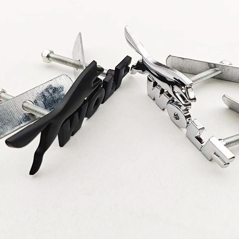 3D Metal Black Chrome Logo WOLF Car Modified Grille Front Badge Emblem For Jagura Ford Chevrolet JEEP VW BMW & More Accessories la2