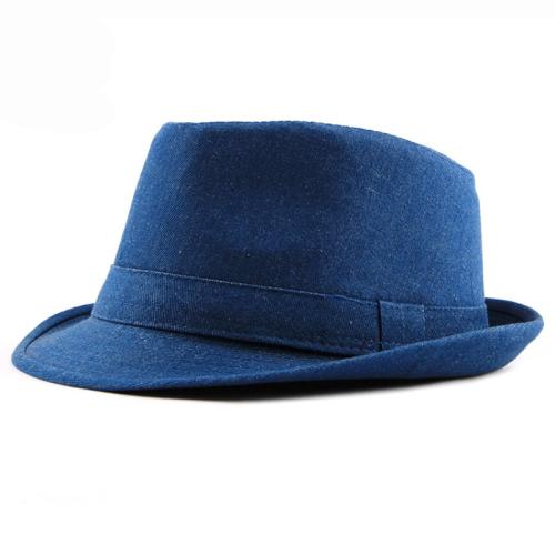 

HT1749 2018 New Spring Summer Hat Cotton Denim Jazz Cap Men Women Classic Panama Cap Derby Bowler Fedora Hat Solid Plain Fedoras темно-синього кольору