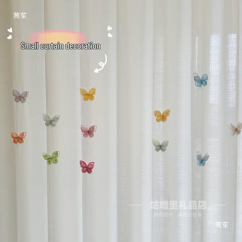 Double-Layer Embroidered Butterfly Mesh Curtain Accessories