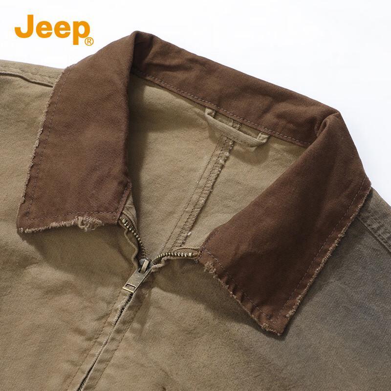 Jeep Men's Cotton Retro Color-block Lapel Jacket