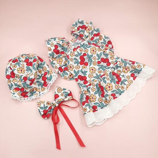 Cute Floral Pet Dress Set for Small Dogs Cats Includes Harness Hat