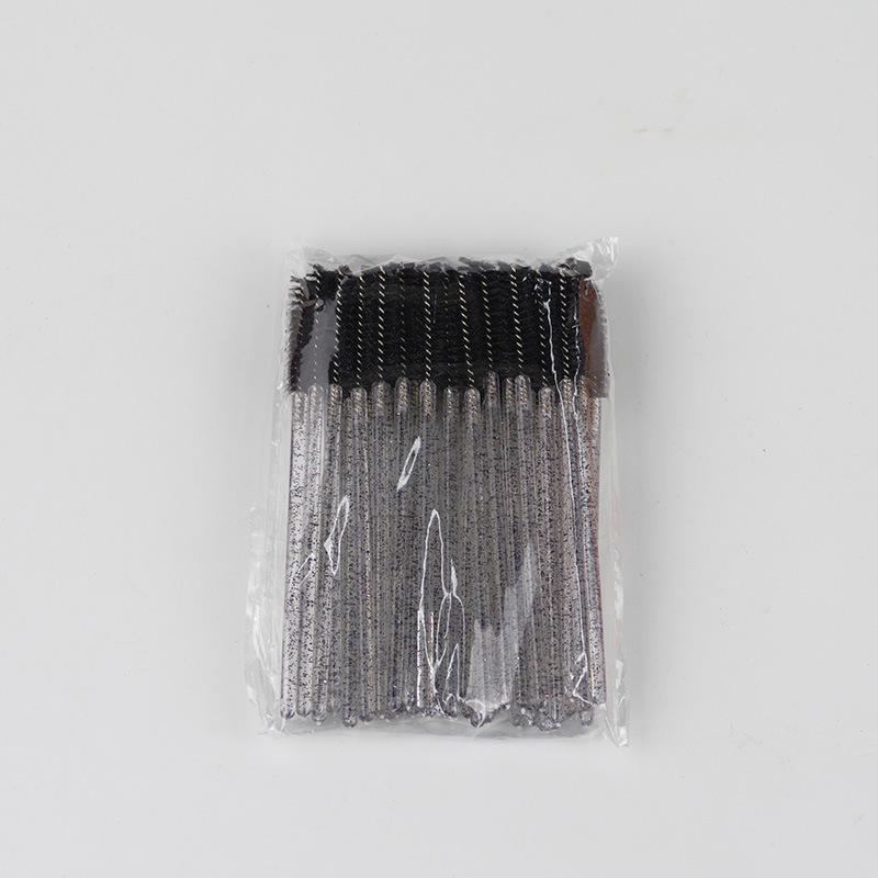 50-Piece Portable Crystal Rod Eyelash & Eyebrow Brush Set - Nylon Makeup & Extension Comb