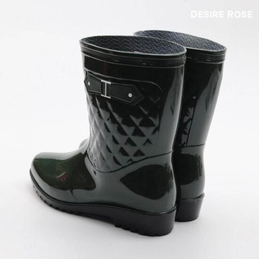 DeSire RoSe Women S gloSSy Belted Mid Calf Rain bootS