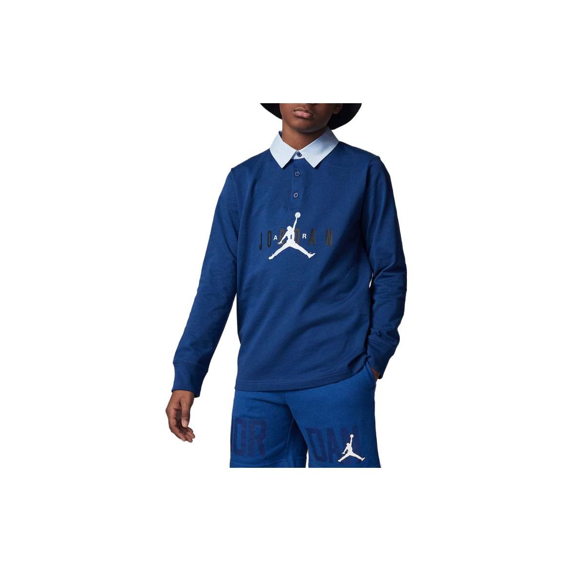 

Jordan Футболка с принтом логотипа, с длинным рукавом, детские топы, французский синий FJ5782-414 XL